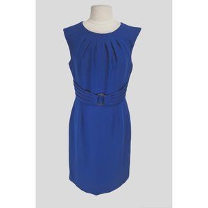 TAHARI ARTHUR S.LEVINE Women Sheath Knee Length Dress Size 10 Blue Crew Neck 66A